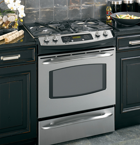A GE Profile 30" Gas Range in stainless steel.